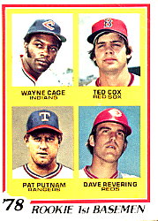 1978 Topps Baseball Cards      706     Wayne Cage/Ted Cox/Pat Putnam/Dave Revering RC